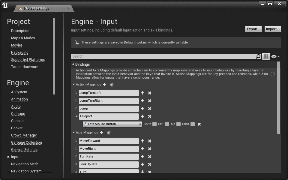 Teleport inputs